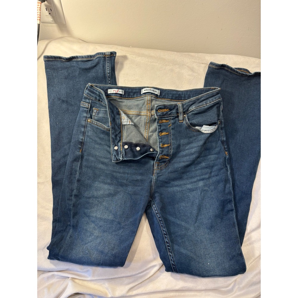 Vigoss Womens High Rise Flare Jeans Medium Wash Button Fly Size 30